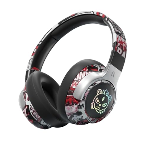 Generisch Kabelloser Bluetooth-Kopfhörer - Over-Ear Kopfhörer Kabellos Bluetooth Earphones mit Noise-Cancelling, Bequemer Halt, bis 24 Stunden Akkulaufzeit, Modisches Graffiti-Design (Schwarz) von Generisch
