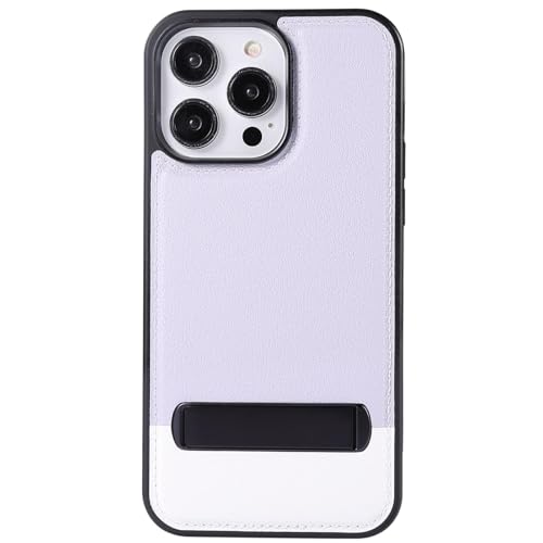 Generisch Kickstand-Hülle Für iPhone 16/16 Pro/16 Plus/16 Pro Max, Stilvolle Leder-Farbblock-Hülle Mit Schmaler Hülle Und Verstellbarer Stand-Back-Hülle,16,Purple von Generisch