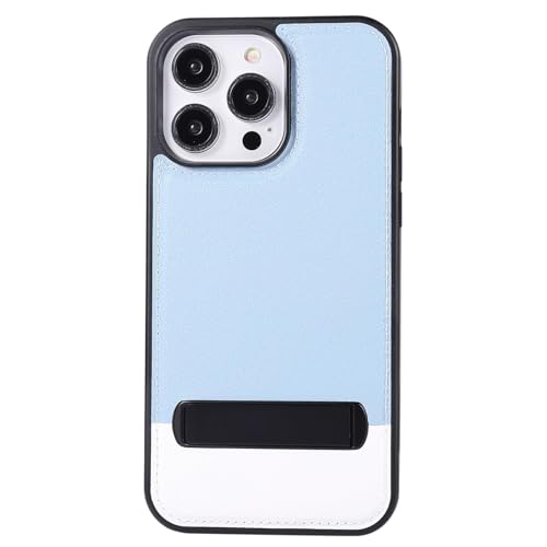 Generisch Kickstand-Hülle Für iPhone 16/16 Pro/16 Plus/16 Pro Max, Stilvolle Leder-Farbblock-Hülle Mit Schmaler Hülle Und Verstellbarer Stand-Back-Hülle,16pro,Blue von Generisch