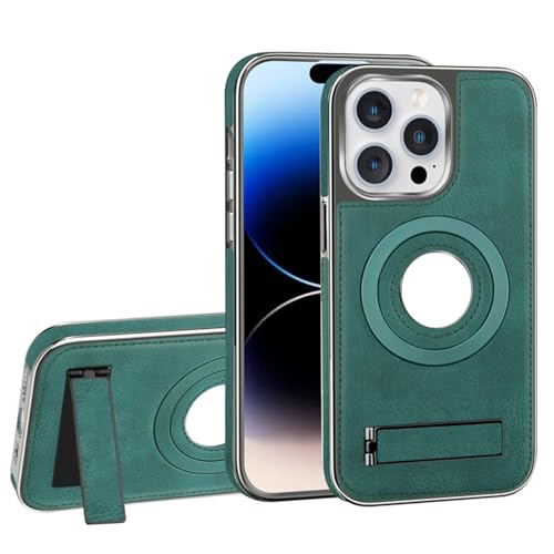 Generisch Kickstand-Hülle für iPhone 16/16 plus/16 pro/16 pro max, Retro-Leder hülle im Business-Stil, Logo sichtbar auf der Rückseite, Faserfutter von Generisch