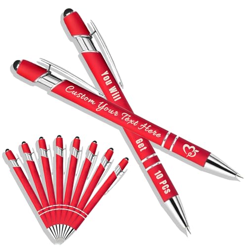 Generisch Kugelschreiber Personalisiert mit Gravur 2 in 1 Kugelschreiber mit Touchpen Kuli Personalisiert Stifte Set 10/20/50/100 Stück, Mehrfarbiger Kugelschreiber #01 von Generisch