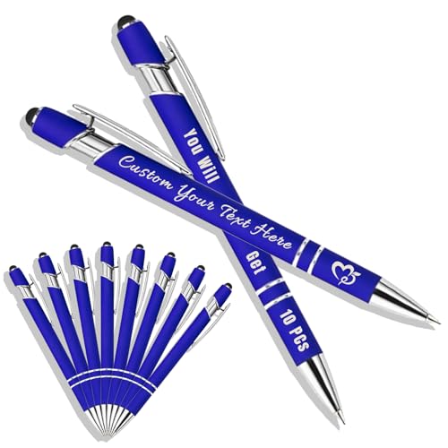 Generisch Kugelschreiber Personalisiert mit Gravur 2 in 1 Kugelschreiber mit Touchpen Kuli Personalisiert Stifte Set 10/20/50/100 Stück, Mehrfarbiger Kugelschreiber #04 von Generisch