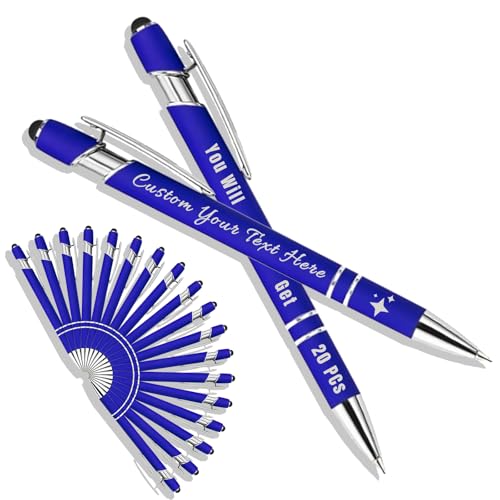 Generisch Kugelschreiber Personalisiert mit Gravur 2 in 1 Kugelschreiber mit Touchpen Kuli Personalisiert Stifte Set 10/20/50/100 Stück, Mehrfarbiger Kugelschreiber #14 von Generisch