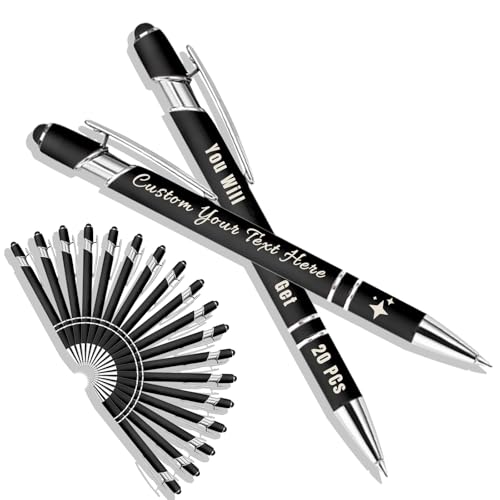 Generisch Kugelschreiber Personalisiert mit Gravur 2 in 1 Kugelschreiber mit Touchpen Kuli Personalisiert Stifte Set 10/20/50/100 Stück, Mehrfarbiger Kugelschreiber #15 von Generisch