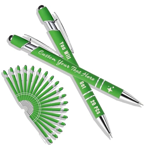 Generisch Kugelschreiber Personalisiert mit Gravur 2 in 1 Kugelschreiber mit Touchpen Kuli Personalisiert Stifte Set 10/20/50/100 Stück, Mehrfarbiger Kugelschreiber #18 von Generisch