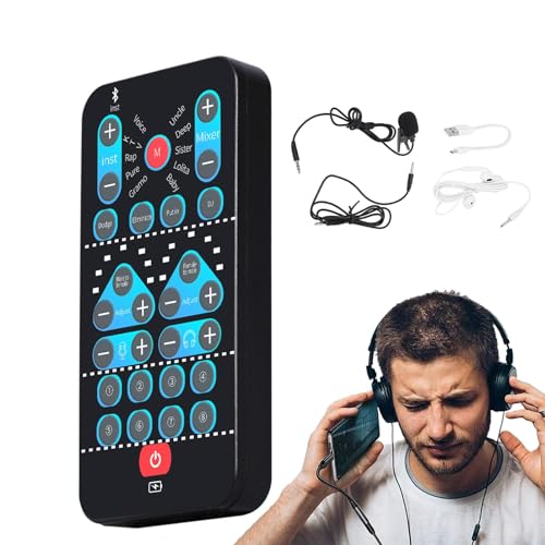 Generisch Live-Soundkarten-Sprachwechsler, Handheld-Sprachwechsler - Tragbarer multifunktionaler Soundwechsler mit 8 Soundeffekten - Externer Mini-Sprachwechsler, multifunktionales Klangwechslergerät, von Generisch