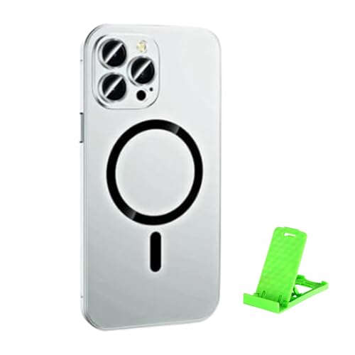 Generisch Magnetic Charging Aluminum Metal Bumper Matte Shell for iPhone, Magnetic Charging Anti-Collision Matte Protective Case (White,for iPhone15 ProMAX) von Generisch