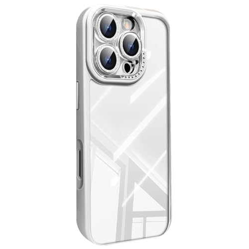 Generisch Minimalistische, Durchsichtige Hülle Für iPhone 16/16 Pro/16 Plus/16 Pro Max, Vollständig Umschließende Linsenschutzabdeckung, Ölfestes Anti-Fingerabdruck-TPU-Gehäuse,16,White von Generisch
