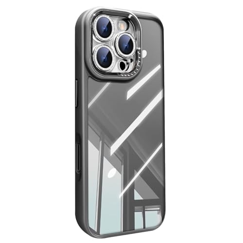 Generisch Minimalistische, Durchsichtige Hülle Für iPhone 16/16 Pro/16 Plus/16 Pro Max, Vollständig Umschließende Linsenschutzabdeckung, Ölfestes Anti-Fingerabdruck-TPU-Gehäuse,16pro,Grey von Generisch