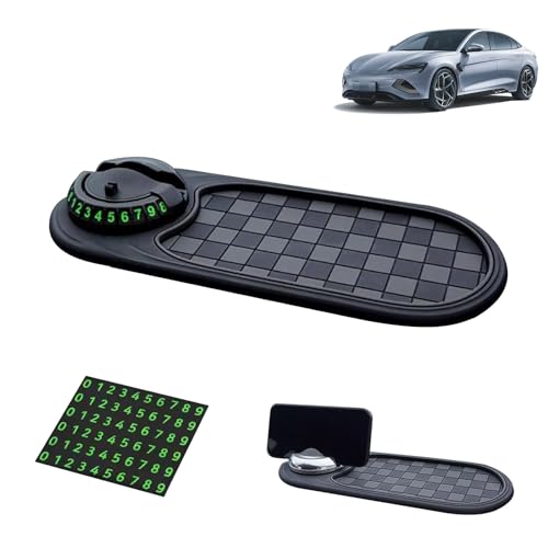 Generisch Multifunktions-Auto-Anti-Rutsch-Matte,Universelle Handyhalterung,360° Drehbar Auto Anti Rutsch Matte Handy,Mit Parknummer FüR Handy Und SchlüSsel (Grau + Schwarze Halterung) von Generisch