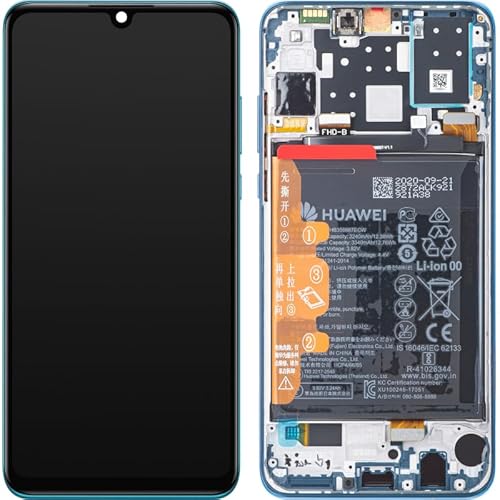 Generisch Original Touchscreen Bildschirm LCD Display mit Rahmen Peacock Blau für Huawei P30 Lite & Akku New Edition MAR-LX1B von Generisch