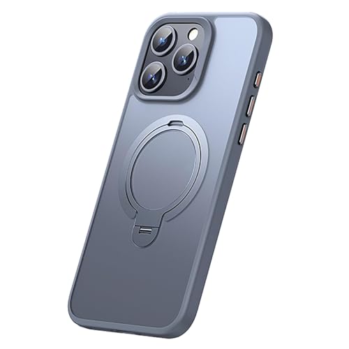 Generisch Schlanke Hülle Für iPhone 15/15 Pro/15 Plus/15 Pro Max, Doppelring-Magnetständer, Mattierte, Durchscheinende Rückseite, Unterstützt Kabelloses Laden,15pro max,Grey von Generisch