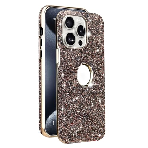 Generisch Schlanke Hülle Für iPhone 16/16 Pro/16 Plus/16 Pro Max, Elegante High-End-Handyhülle Mit Glitzer Für Damen, Galvanisierte Glänzende Schale,16,Brown von Generisch