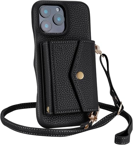 Generisch Schwarz, 16,brieftaschen-Hülle für iPhone 16 Pro Max/16 Pro/16 Plus/16, Handyhülle aus Leder mit Umhängegurt und verspiegeltem Kartenhalter, Standfunktion Generisch Schwarz, 16,brieftaschen-Hülle für iPhone 16 Pro Max/16 Pro/16 Plus/16, Handyhülle aus Leder mit Umhängegurt und verspiegeltem Kartenhalter, Standfunktion von Generisch