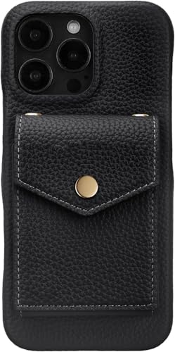 Generisch Schwarz, 16 Pro Max,brieftaschenhülle für iPhone 16 Pro Max/16 Pro/16 Plus/16, Umhängetasche aus Leder mit Kartenhalter, Spiegel, Abnehmbarer Langer Riemenabdeckung von Generisch