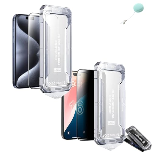 Generisch Smoothshield 2 Packs – Tempered Glass Screen Protector with Anti-Scratch Anti-Fingerprint Privacy & Auto Dust-Free Instal (Privacy+HD Clear,13Pro) von Generisch