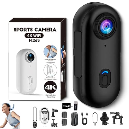 Generisch Stallion Frames Body Camera, StallionFrames 4K Mini HandsFree BodyCam, Portable Wearable Mini Action Cam with Magnetic Clip, for POV, Cycling, Diving (Black-high Version,1080P) von Generisch