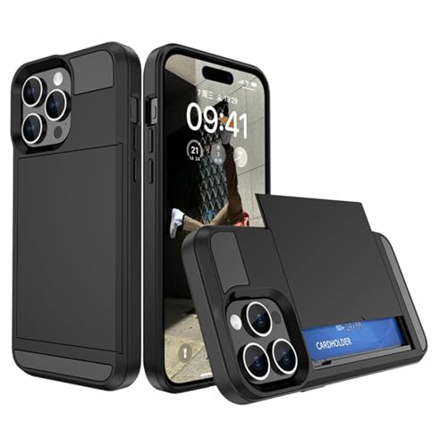 Generisch Stoßfeste Hülle Für iPhone 16/ 16Plus/ 16Pro/ 16 Pro Max, Hülle Mit Schiebekartenschlitz, Wärmeableitung Durch Wabenstruktur Der Innenschale,16pro max,Black von Generisch