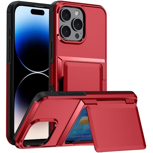 Generisch Stoßfeste Hülle für iPhone 16/16 plus/16 pro/16 pro max, ultradünne Hülle mit Klappkartenfach und Ständer, Fallschutz von Generisch