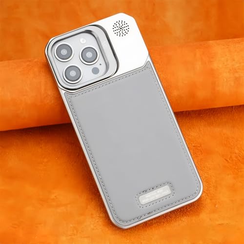 Generisch Ultra-Thin Leather Frameless Phone Case, Magnetic Stand Compatible for iPhone 16/15/14/13/12 Series, Slim Vegan Leather Shockproof Cover with Built-in Kickstand(iPhone12PRO,Gray) von Generisch