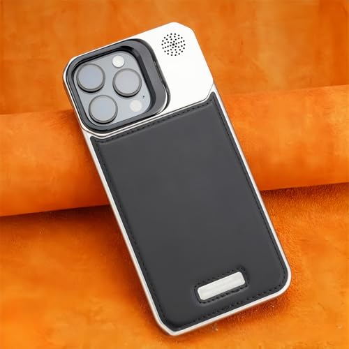 Generisch Ultra-Thin Leather Frameless Phone Case, Magnetic Stand Compatible for iPhone 16/15/14/13/12 Series, Slim Vegan Leather Shockproof Cover with Built-in Kickstand(iPhone14,Black) von Generisch