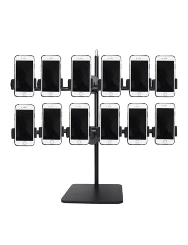 Generisch Um 360 ° drehbarer Ständer for die Gruppensteuerung von Mobiltelefonen, Ständer for die Platzierung mehrerer Mobiltelefone, for Live-Streaming, Videokonferenzen, Spiele(2 Row 12 Seats) von Generisch