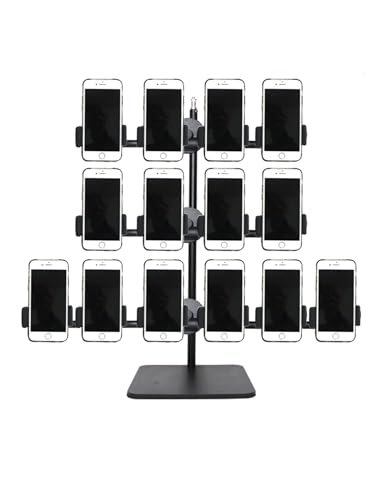 Generisch Um 360 ° drehbarer Ständer for die Gruppensteuerung von Mobiltelefonen, Ständer for die Platzierung mehrerer Mobiltelefone, for Live-Streaming, Videokonferenzen, Spiele(3 Row 14 Seats) von Generisch