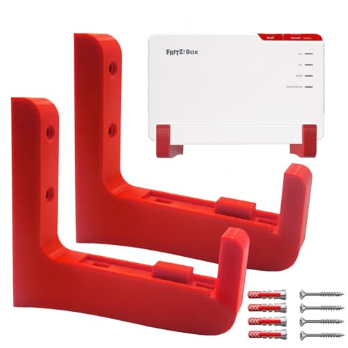 Generisch Wandhalterung für Fritz Box 5690 PRO Halter Halterung Fritz!Box 1 Paar mit Montagematerial Rot von Generisch