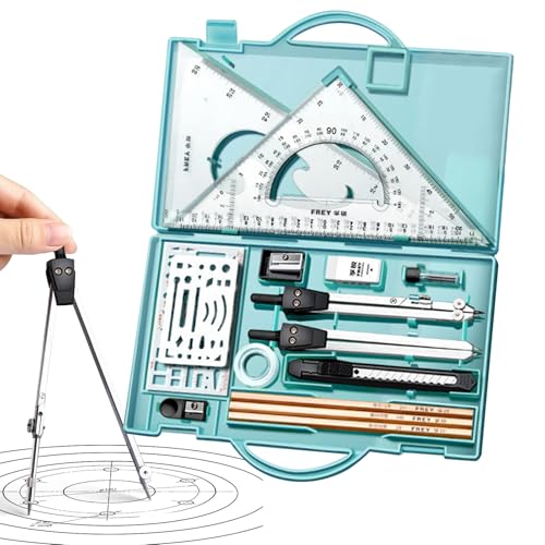 Geometrie -Set, Geometrie -Kit | 16x Geometrie Präzisionswerkzeugsatz | Zeichenwerkzeuge mit Aufbewahrungsbox, Zeichnen von Vorräten für Künstler Schüler Lehrer von Generisch