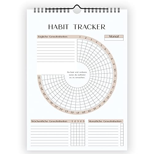 Gewohnheitstrainer | Habit Tracker | Gewohnheiten-Trainer | Gewohnheiten ändern | Kalender 12 Monate | DIN A4 Kalender | habittracker | heeaven, Beige von Generisch