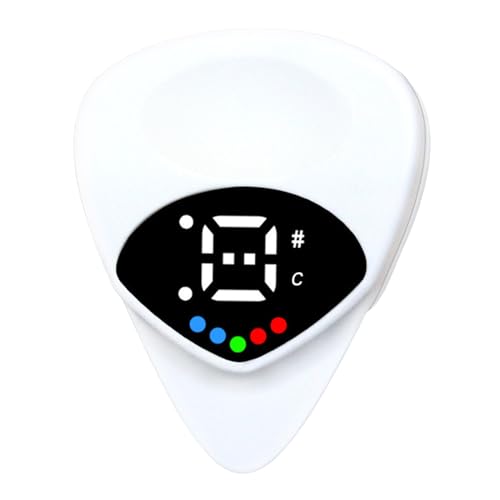 Gitarren-Stimmgerät, akustisches Stimmgerät, Plektrum-Set, 3,8 x 3,2 x 0,7 cm, digitales Clip-Design, batteriebetrieben, kompakt, leicht, für Anfänger und Gitarren, Weiß von Generisch