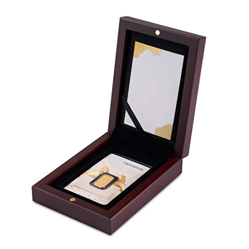 Goldbarren 2g Heraeus im edlen Geschenk-Etui mit Grußkarte - Mahagoni - Feingold 999,9 (2g Gold Geschenk) von Generisch