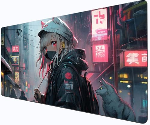 Großes Anime-Mauspad, Gaming-Tastatur XXL (90 x 40 x 3 cm) Girl Anime Mouse Pad - mit rutschfester Unterseite - glatte Oberfläche - Maus und Tastatur für Anime- und Gaming-Fans - PC Home Office von Generisch