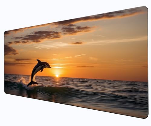 Großes Tier-Mauspad – Ocean Delfin Table Pad – Wasserdichtes und rutschfestes Gummi-Pad – präzise Geschwindigkeit – geeignet für Gamer und Büro (A, 90 x 40 x 3 mm/35,4 x 15,7 x 1,18 Zoll) von Generisch