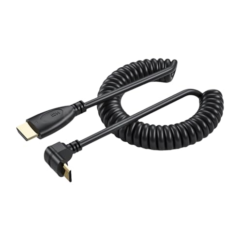 HDMI-kompatibles Spiralkabel, 90-Grad-Adapter, unterstützt 1080p, 60 Hz, für HDTV-Kameras und Spielekonsolen von Generisch
