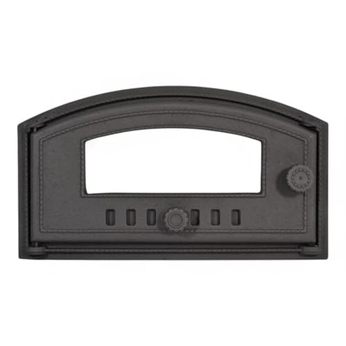 Handgefertigte Gusstür für Holzofen, Pizzaofen, Backofen oder Grill 800°C – Rustikale Ofentür aus Gusseisen – für Steinofen, Lehmofen, Gartenküch - 27,5 x 48,5 cm (Graphit) von Generisch