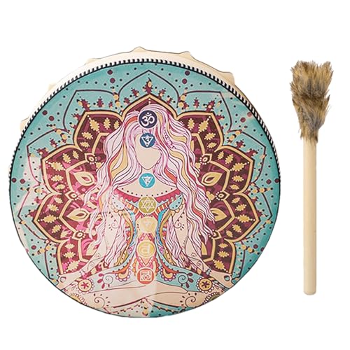 Handgefertigte schamanische Trommel, Trommel der amerikanischen Ureinwohner | Handgefertigte schamanische Handtrommel aus PU-Leder,Big Tone Vintage Round Shaman Sound Tool mit Holzhammer für Musikbege Handgefertigte schamanische Trommel, Trommel der amerikanischen Ureinwohner | Handgefertigte schamanische Handtrommel aus PU-Leder,Big Tone Vintage Round Shaman Sound Tool mit Holzhammer für Musikbege von Generisch