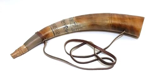 Handgeschnitztes Kriegshorn Shofar 45,7 cm Trompeten-Stil Horn mit Lederband, dunkel poliert von Generisch