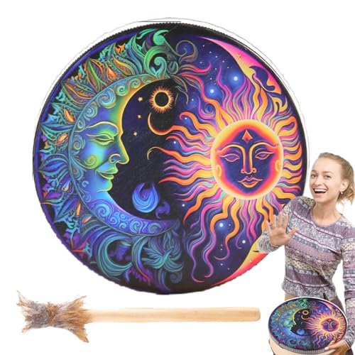 Handtrommel | Mit Drumstick Drum Sound Healing Tool | Drum Sound Healing Tool | Shaman Hand Drum Dekoration Design Hand Drum Shaman für Meditation von Generisch