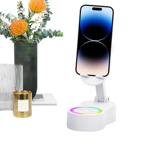 Handyhalter Für Schreibtisch | Handyhalterung Für Schreibtisch,Höhenverstellbare Tragbare RGB Halterung Mit Mikrofon & Lautsprecher Für Theke Nachttisch Reisen Auto Flugzeug von Generisch