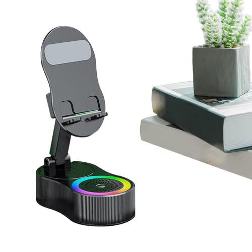 Handyhalter Für Schreibtisch | Höhenverstellbare Handyhalterung Mit RGB-Beleuchtung & Mikrofonintegriert,Höhenverstellbare Tragbare RGB Halterung Mit Mikrofon & Lautsprecher Für Theke Nachttisch Reise von Generisch