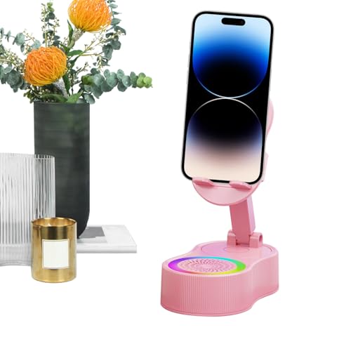 Handyhalter Für Schreibtisch | Höhenverstellbare Handyhalterung Mit RGB-Beleuchtung & Mikrofonintegriert - Höhenverstellbare & Tragbare RGB-Halterung Mit Mikrofon Und Lautsprecher Für Theke, Schminkti von Generisch