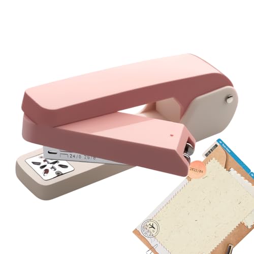 Heftgerät für Hefte, müheloses Heftgerät für den Schreibtisch, Kapazität 40–50 Blatt, speziell für Hefte, Oneess-Finger-Touch-Heftung, tragbarer Handheld, für Papierschreibtisch, integrierter Stapel von Generisch