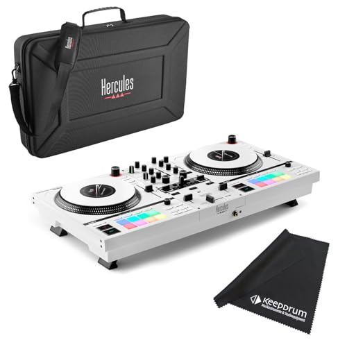 Hercules DJ Control Inpulse T-7 DJ-Controller Weiss mit Transport-Tasche und keepdrum Mikrofasertuch von Generisch