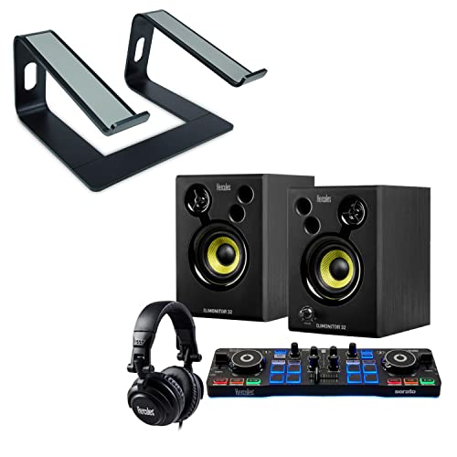 Hercules DJ Starter Kit 2-Deck USB DJ-Controller Set inkl Boxen und Kopfhörer + keepdrum Laptopständer Schwarz von Generisch