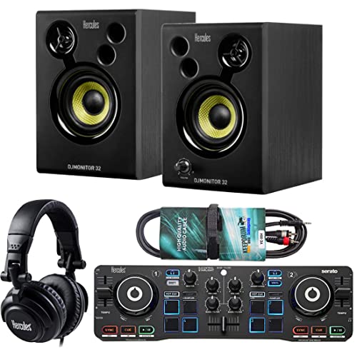 Hercules DJ Starter Kit 2-Deck USB DJ-Controller Set mit Boxen und Kopfhörer + keepdrum AudioKabel von Generisch
