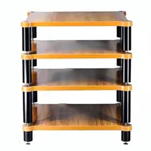 HiFi-Audio-Regal mit 4 Ebenen, Massivholz, AV-Regal für Plattenspieler, Verstärker und Audio-Komponenten, stilvoller Home-Entertainment-Schrank (60 x 78 x 48 cm, Holzfarbe) von Generisch