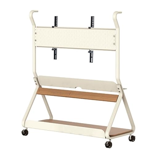 Höhenverstellbarer mobiler TV-Ständer Wagen rollbarer TV-Trolley mit 30° Neigung Doppelter Stauraum Universalrollen Tragbarer TV-Bodenständer Weiß Finish Höhenverstellbarer mobiler TV-Ständer Wagen rollbarer TV-Trolley mit 30° Neigung Doppelter Stauraum Universalrollen Tragbarer TV-Bodenständer Weiß Finish von Generisch