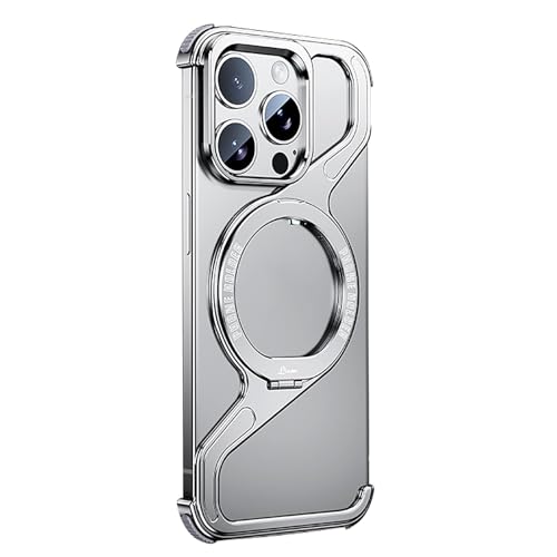Hülle Aus Aluminiumlegierung Für iPhone 16/16 Pro/16 Pro Max, Schlanke, Randlose, Stoßfeste Metallhülle Mit Magnetischem Ständer Und Kabelloser Ladeabdeckung,16pro,Silver Hülle Aus Aluminiumlegierung Für iPhone 16/16 Pro/16 Pro Max, Schlanke, Randlose, Stoßfeste Metallhülle Mit Magnetischem Ständer Und Kabelloser Ladeabdeckung,16pro,Silver von Generisch