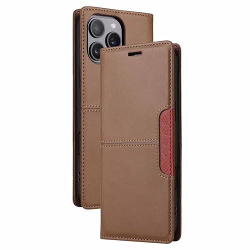 Hülle Für iPhone 16/16 Pro/16 Plus/16 Pro Max, RFID-blockierende Brieftasche Flip Business Lederhülle Stoßfeste TPU-Innenschale,16pro max,Brown von Generisch